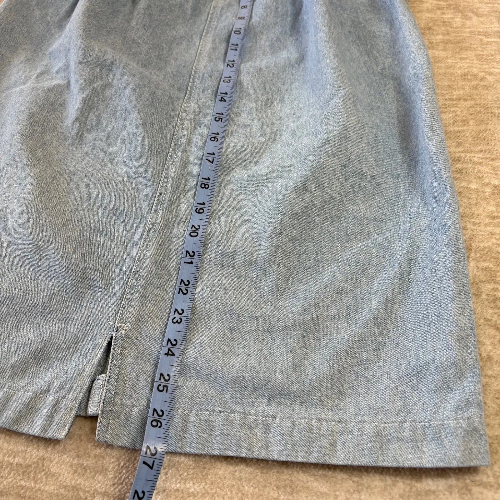 Liz Wear Vintage 80s Button‎ Front Denim Jean Maxi Skirt Women Sz 8 Made in USA Blue - Image 6