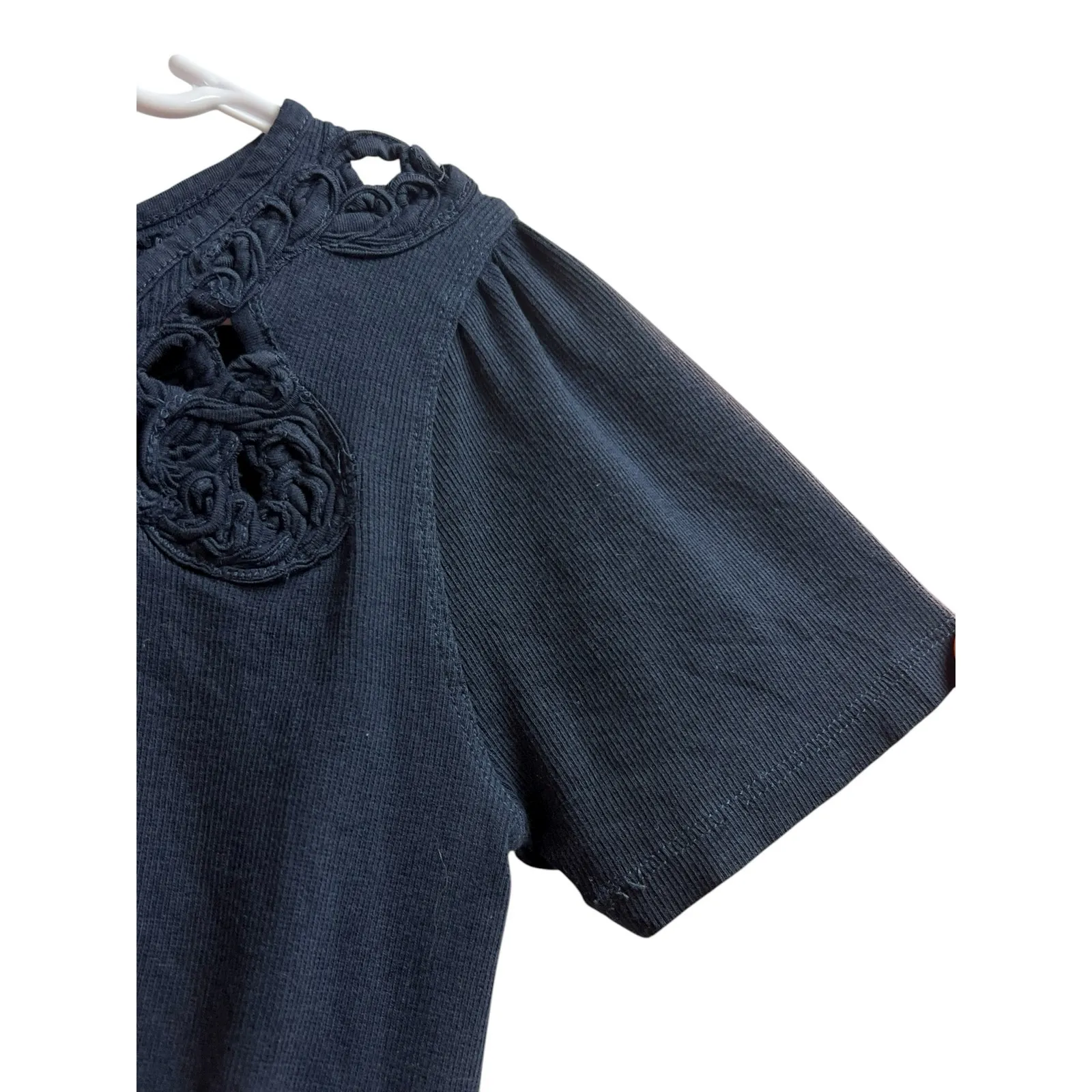 Free People Indigo Blast From the Past Keyhole T-Shirt Women's Blouse - Image 4