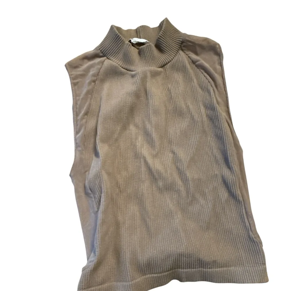 Zara Tan Ribbed Sleeveless Top - Image 2