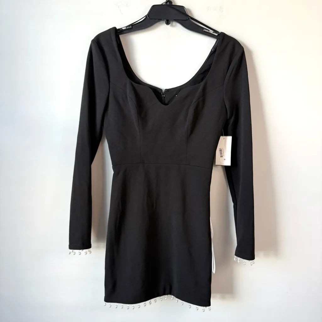 Dress The Population Ronin Pearl Trim Mini Dress Black XS - Image 3