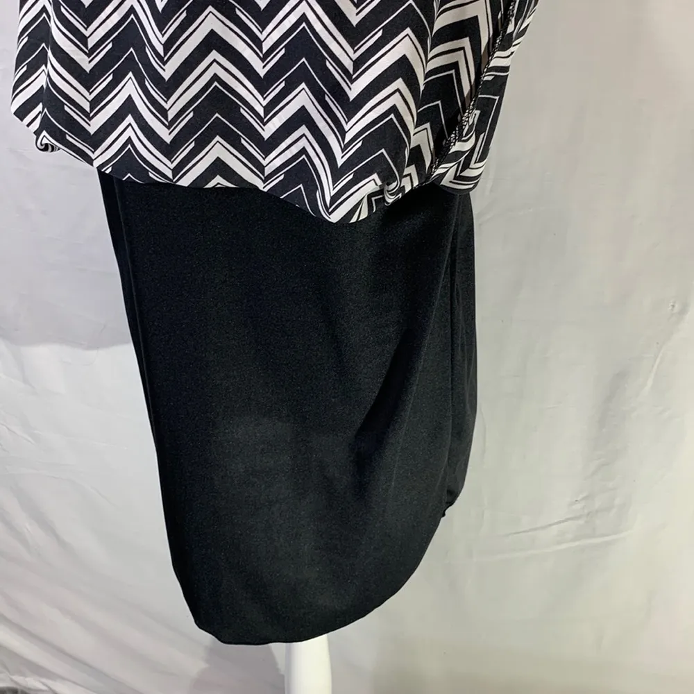 Francesca’s Myan Chevron Dress Black and White Size L - Image 10