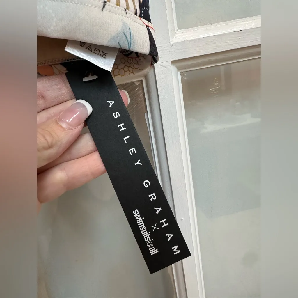 Ashley Graham Swimsuits For All Tropical Crane Beach Bikini Swim Top Size 14 NWT Blue - Image 5