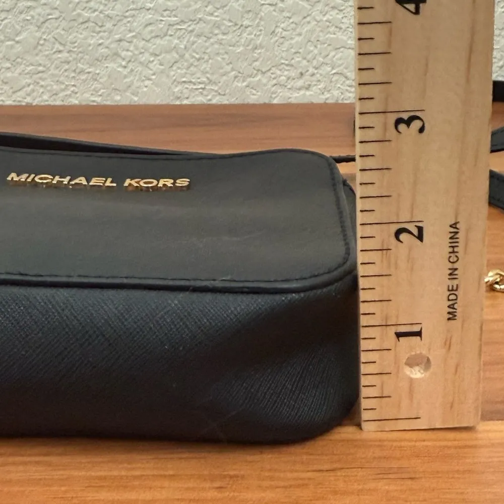 MICHAEL KORS Black Saffiano Leather Jet Set Mini Crossbody Bag 5”X 6.5” - Image 6