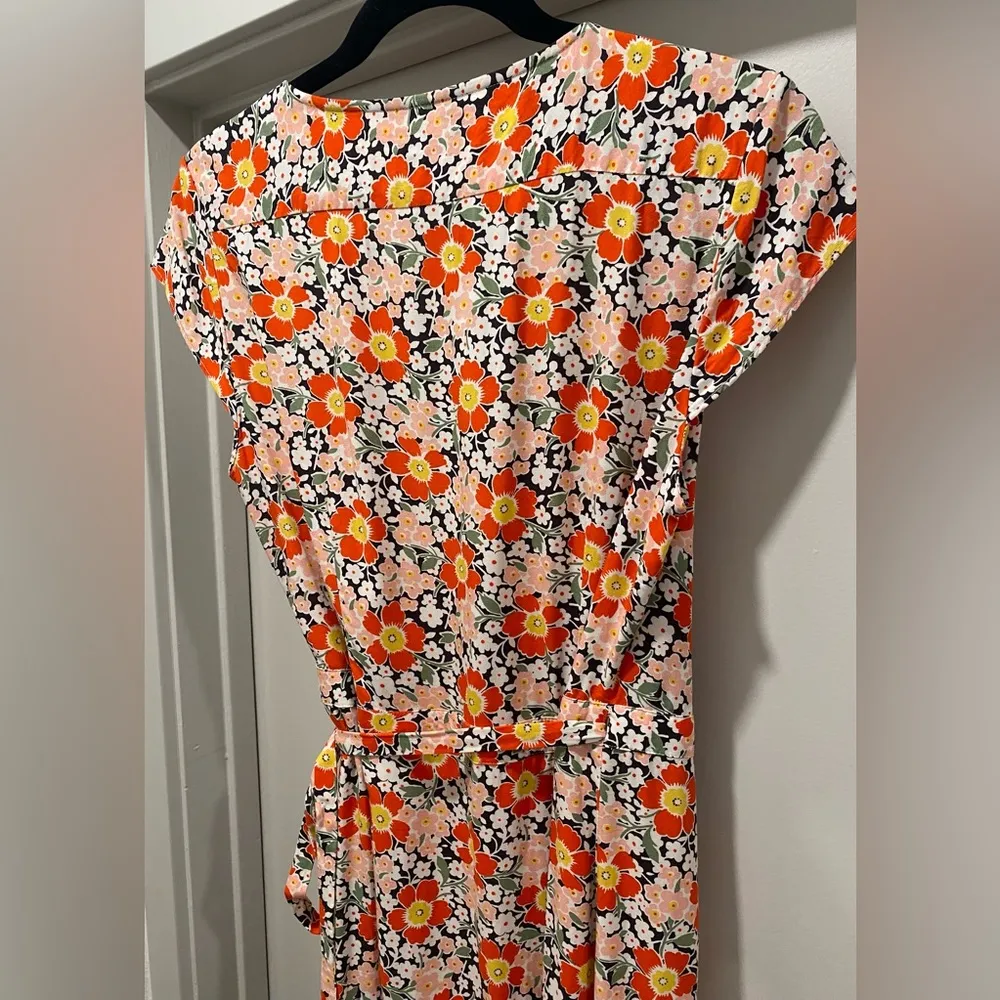 J. Crew Mercantile Multicolor Floral Midi Wrap Dress - S - Image 9