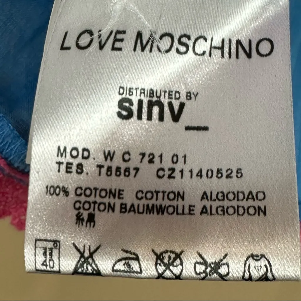 Love Moschino Blue Floral Embroidered Beaded Top Blouse Top 2 Festival Coachella - Image 11