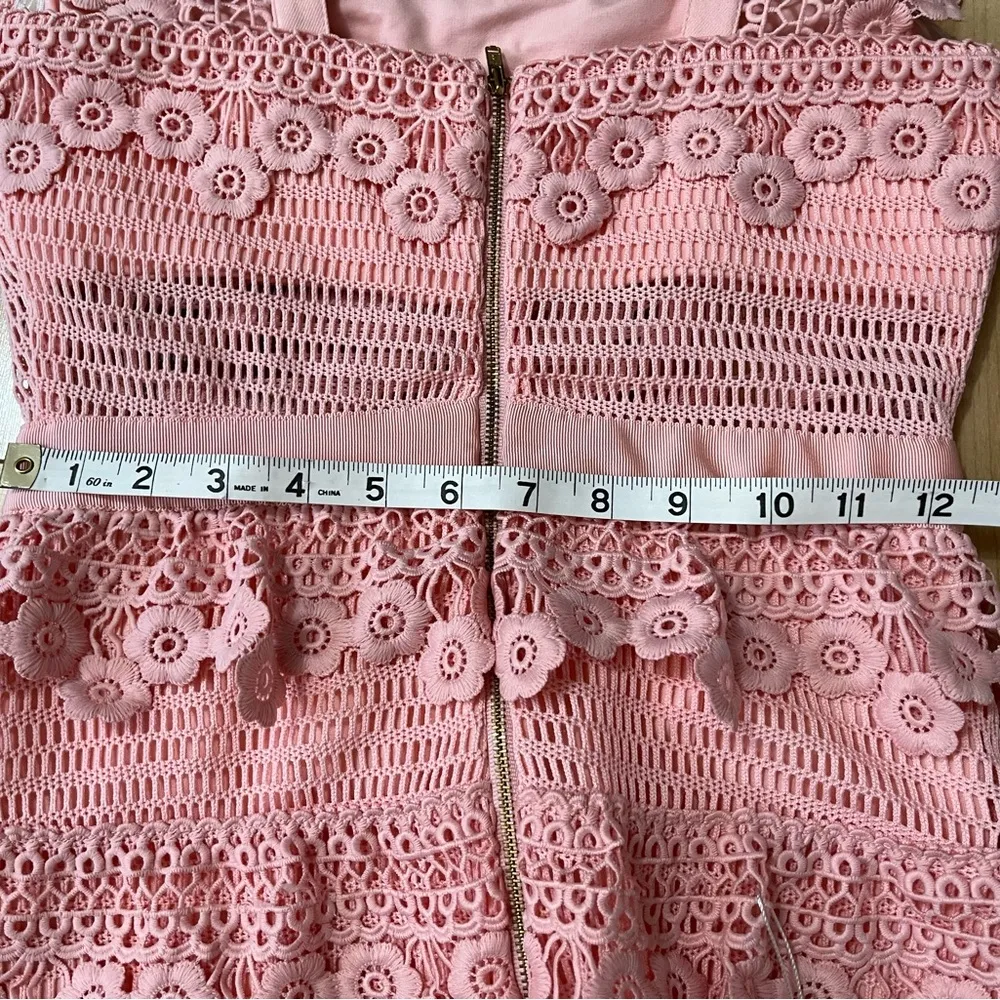 Self-Portrait Pink Lace Floral Flounce Mini Dress - Size US 2- NWT - Image 14