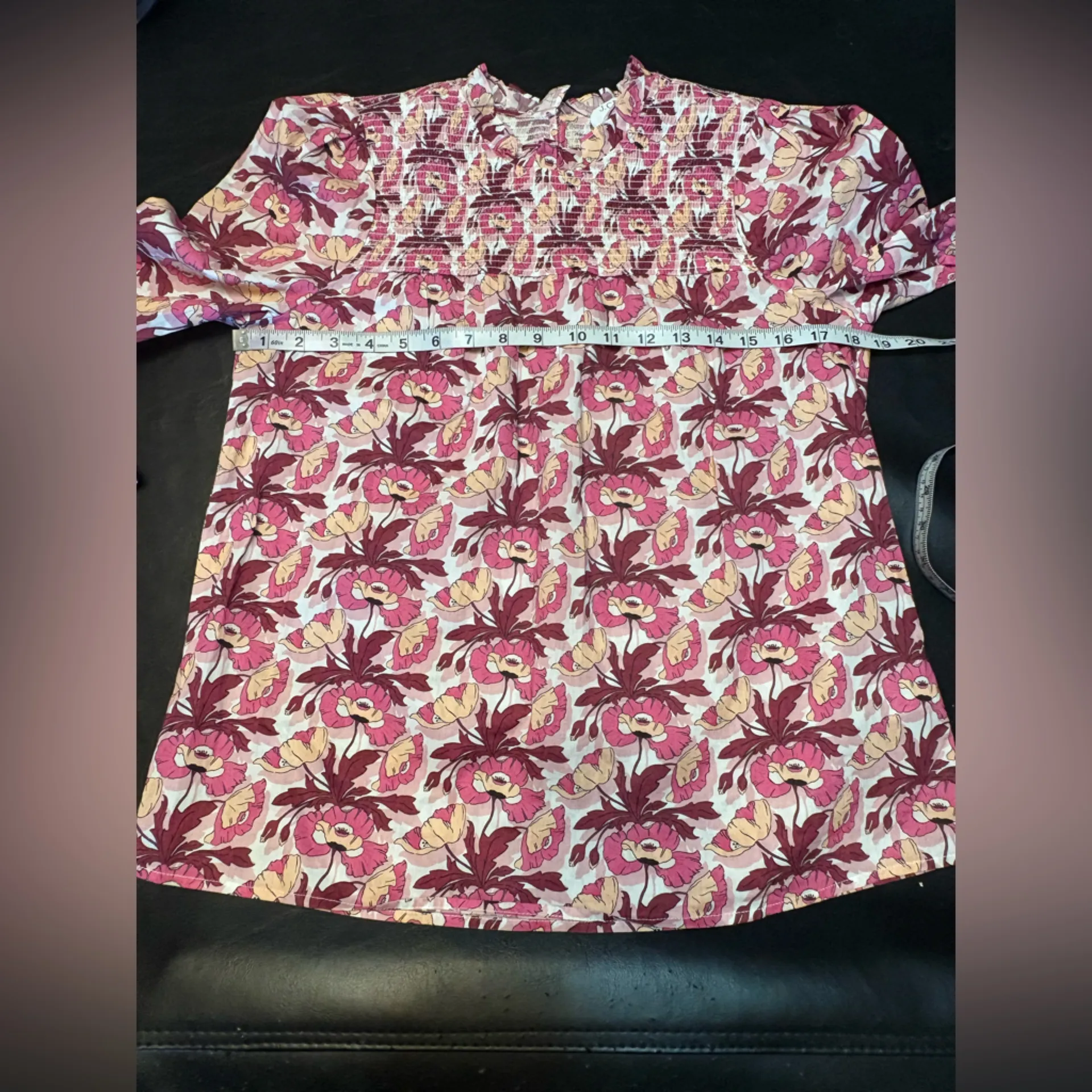 J. Crew Liberty Fabric Pink Floral Smocked Long Sleeve Top Button Back XS - Image 8