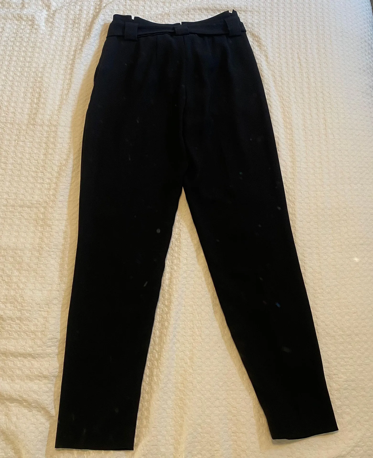 Black Taper Trousers With Tie Waist - Image 7