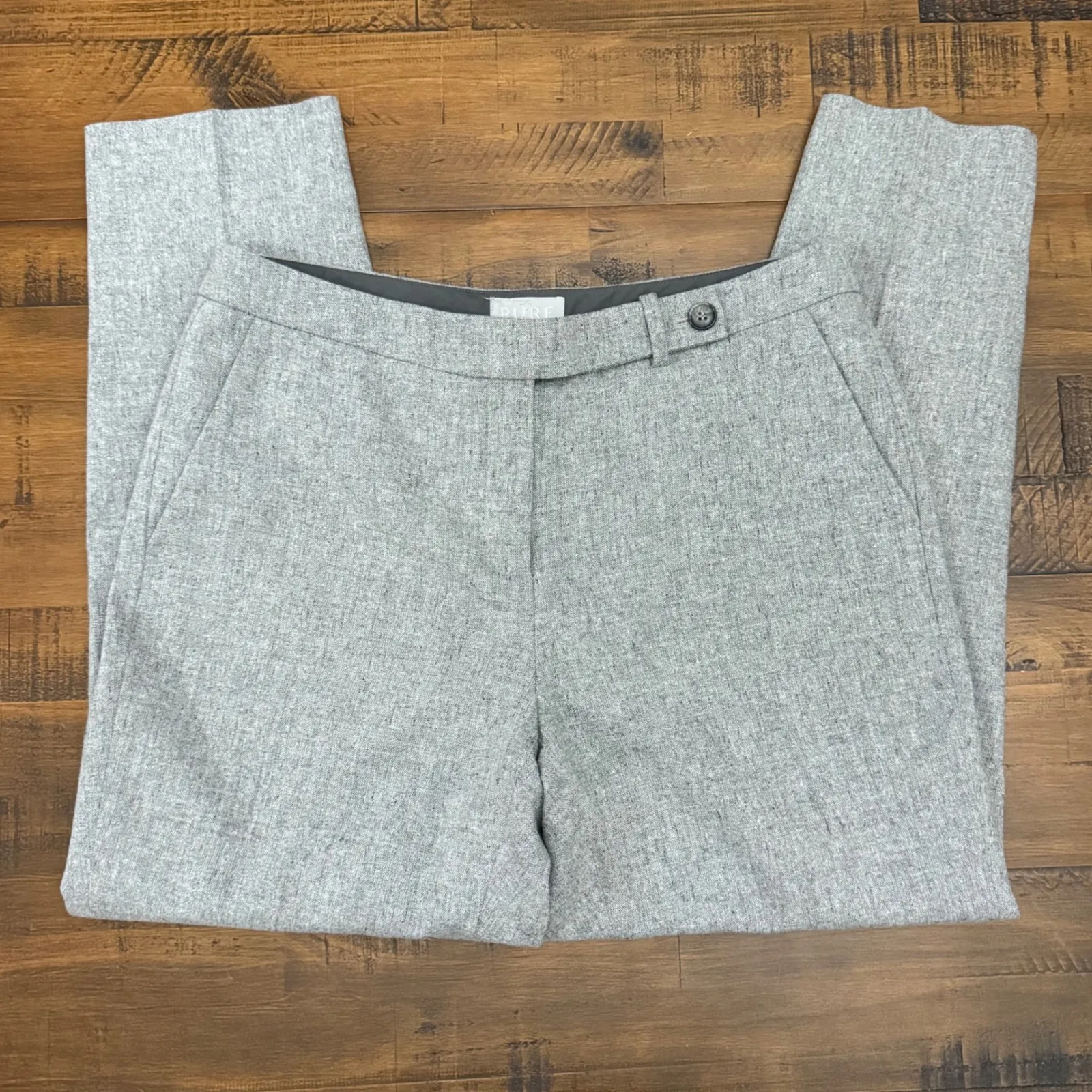Pure Collection Gray Wool and Silk Blend Trousers Dress Pants Women's Size 6 - Image 2