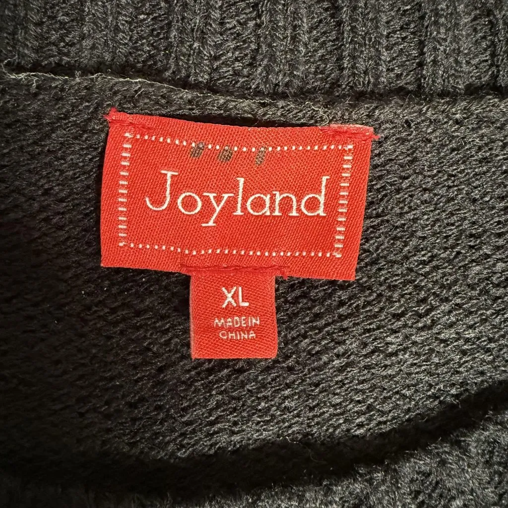 Joyland Christmas Sweater Womens XL 3D Ornaments Santa Tinsel Sequins Tree Bows Black - Image 4