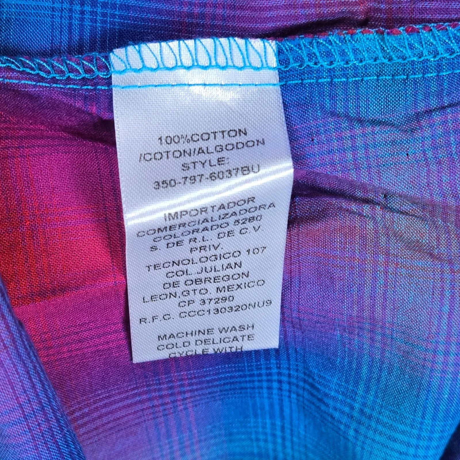 ROPER Western Plaid Snap Front Long Sleeve Shirt Ladies 3X Blue Pink Purple - Image 6