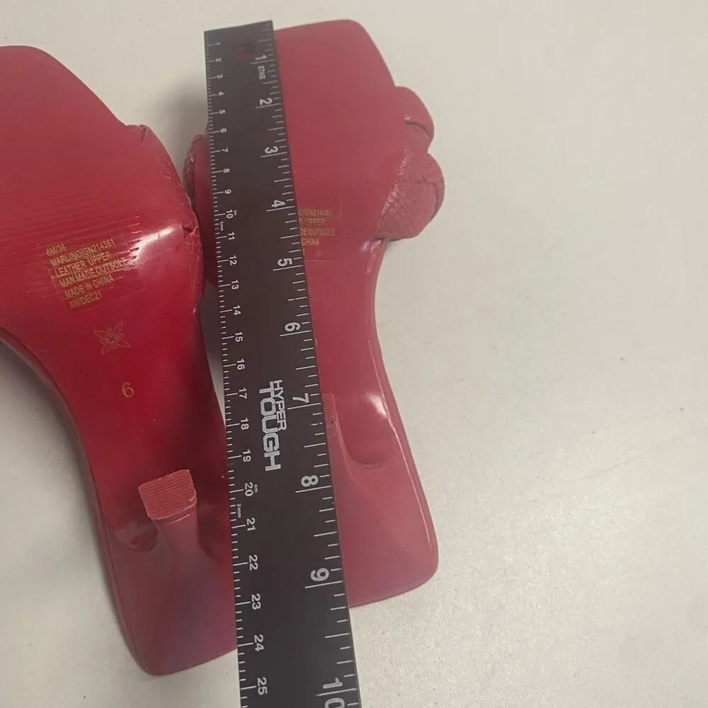 BCBGeneration Red Marlins Leather Snake Embossed Heel Slides Size 6 New With Def - Image 4