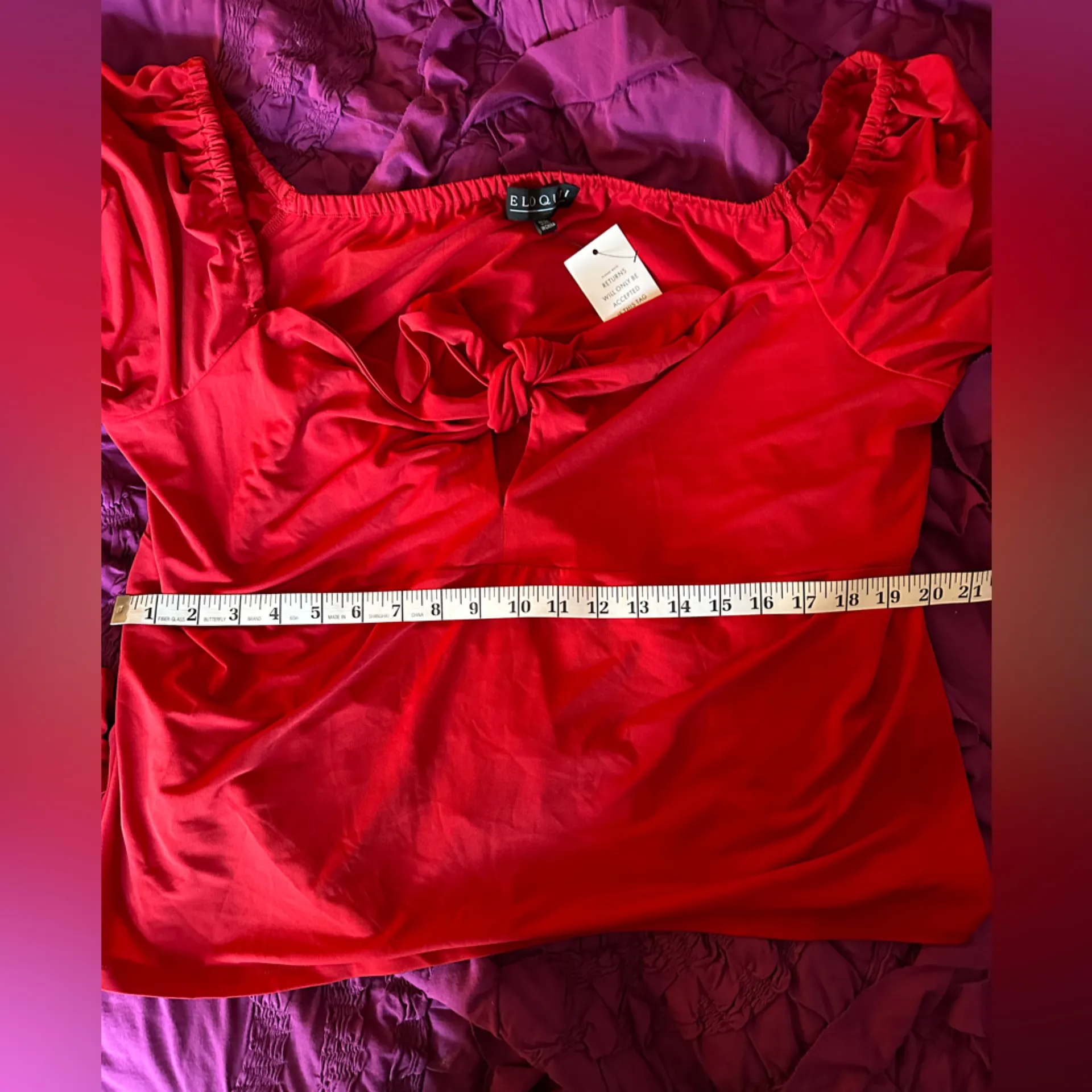 Bright Red Eloquii Bow Top, Size 22/24, NWT - Image 4