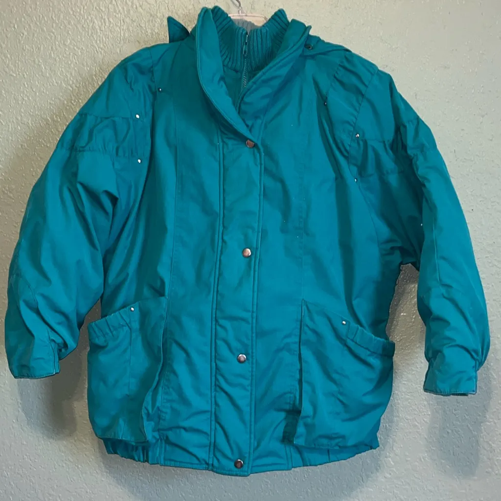 Vintage 80s coat TRENDZ by Ms. Freddi with detachable hood ski jacket Size XL - Image 2