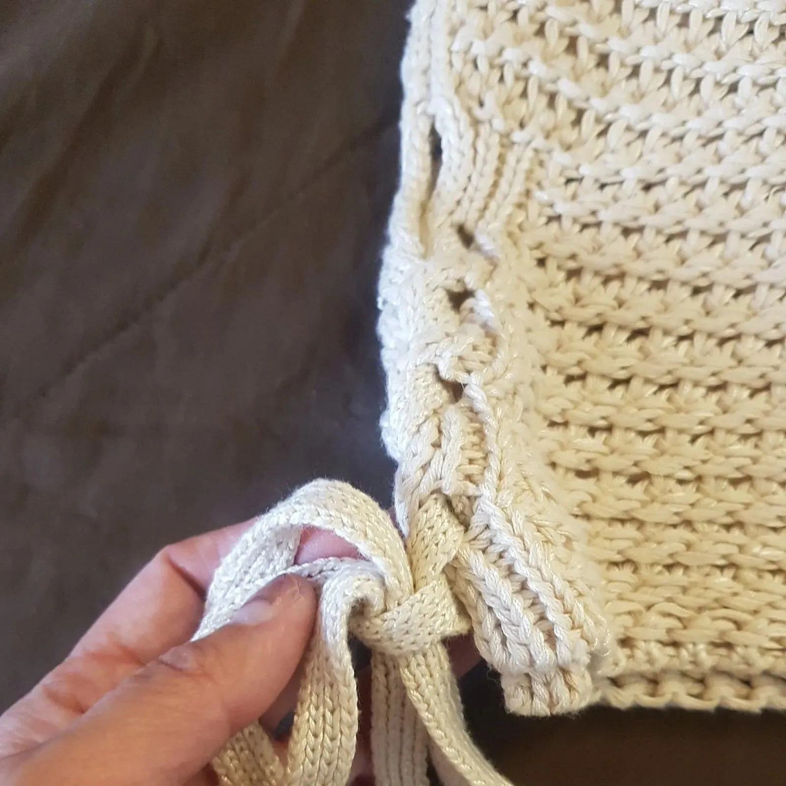 Gap Womens Sweater Tank Sz Small Crochet Beach Bohemian Boho Neutral Minimalist - Image 9