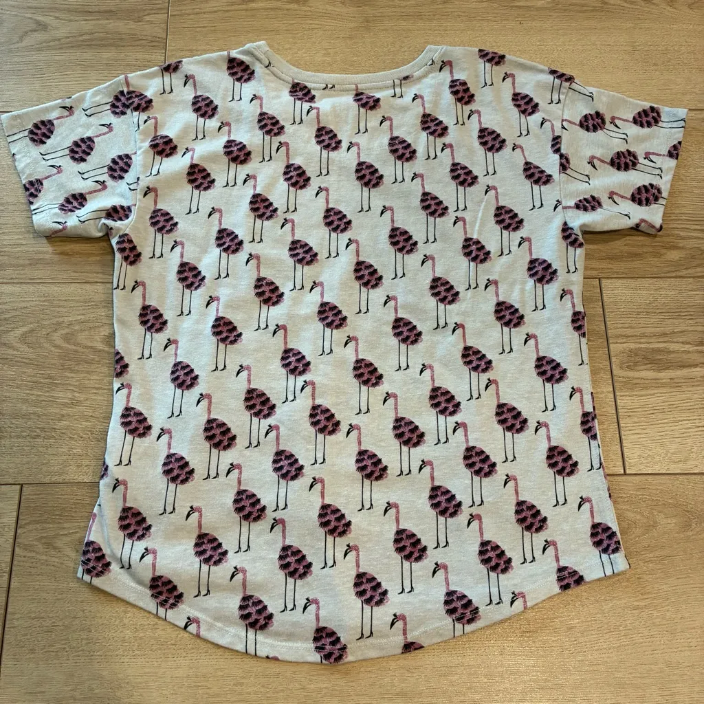 Anthropologie x Kendra Dandy Flamingo Printed Tee Cotton Blend Size XS - Image 5