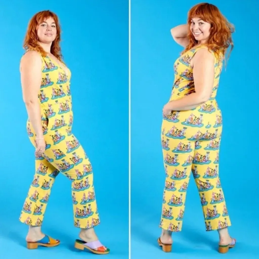 Rare Nooworks Sonny Suit one-piece jumpsuit in a yellow "Dog Party” size 4X - Image 3