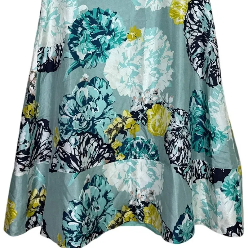 J. Crew Aquatic Floral Silk Mini Sleeveless Dress Back Zip Up 10 Green White - Image 4