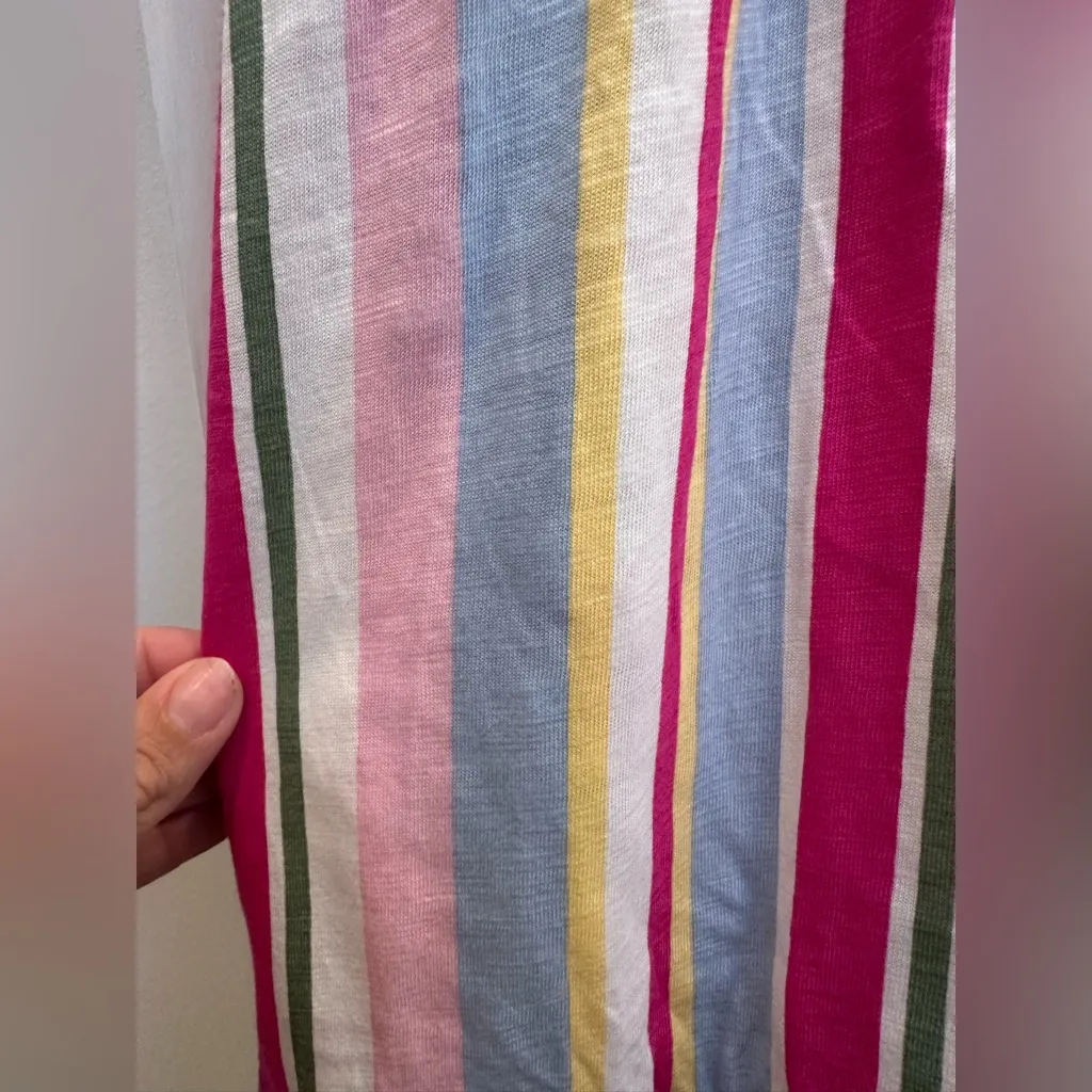 Gap Size XL Lightweight Tiered Layered Sleeveless Multi Stripe Summer Dress NWT! - Image 6