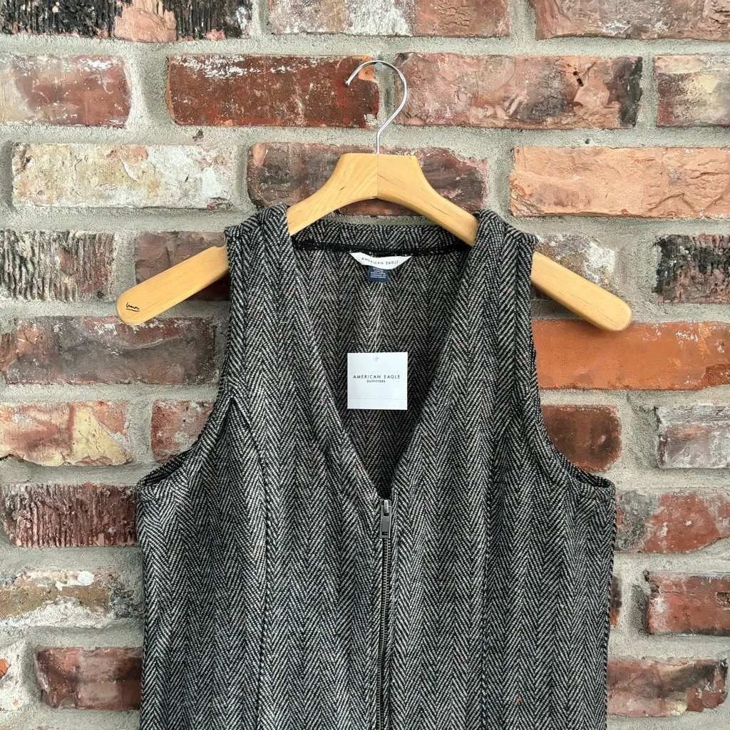 American Eagle Gray Zip Up Herringbone Mini Dress NWT, S - Image 3