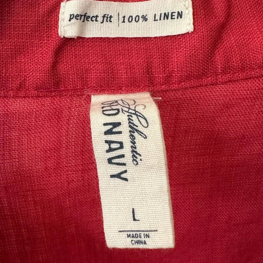 Old Navy Linen Embroidered Tunic Top Long Sleeve Size Large - Image 3