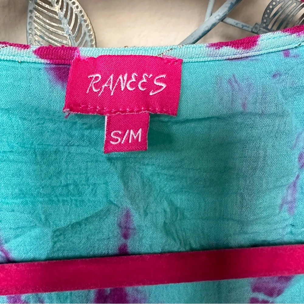 Ranee’s Aqua Pink Maxi Batik Design Duster Coverup Small/Medium Blue Size undefined - Image 5