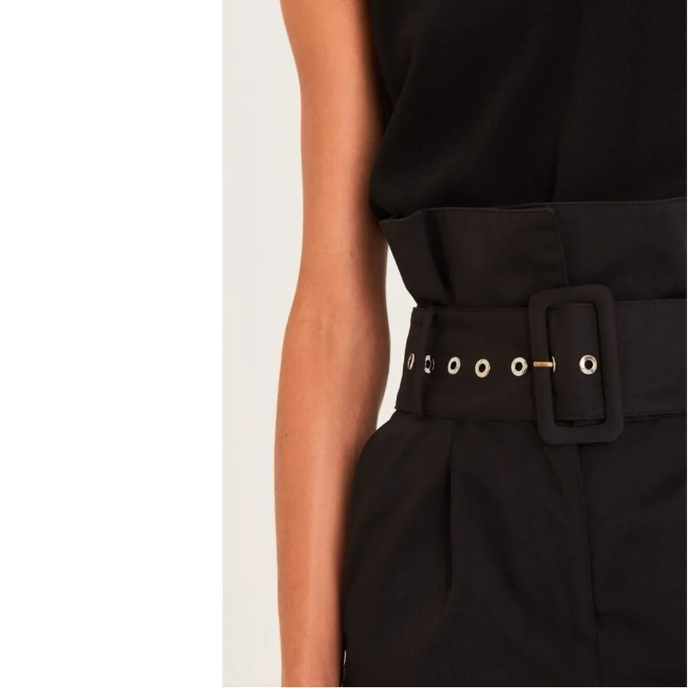 Anthropologie ba&sh Khol Paper Bag Belted Trousers Pants in Black Size Large - Image 8