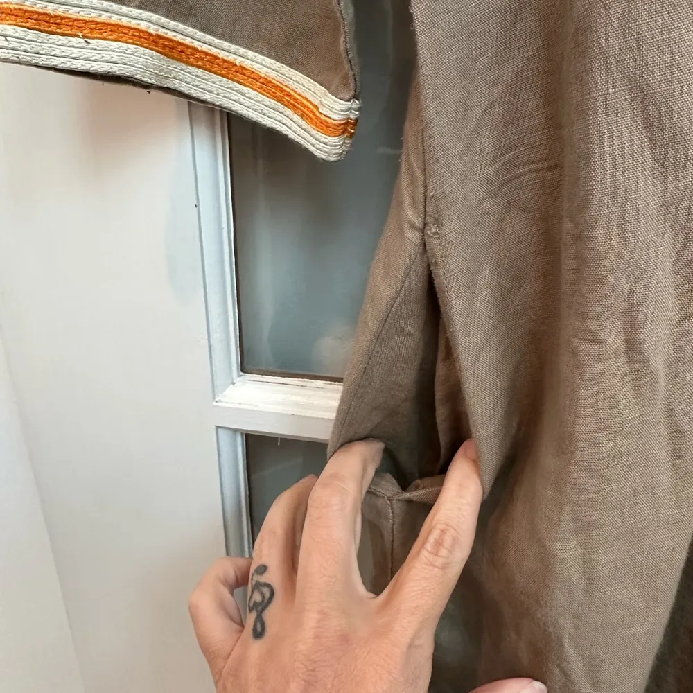 Vintage Lucky Brand Tan Linen Blend Boho Southwestern Tunic Dress Size Small S - Image 9