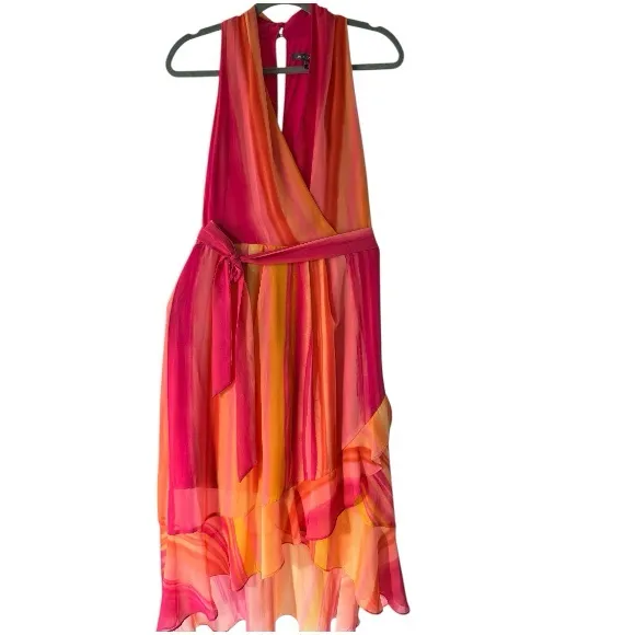 Julia Jordan Vibrant Pink and Orange High Low Dress | Size 4 - Image 4