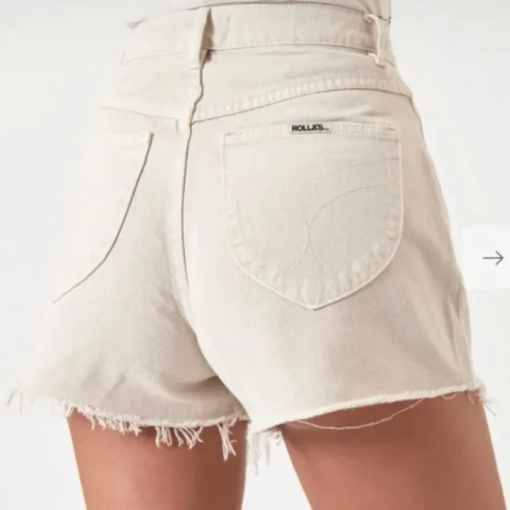 Rolla's Original Denim Short in Salt Raw Hem High Rise Size 25 White - Image 2