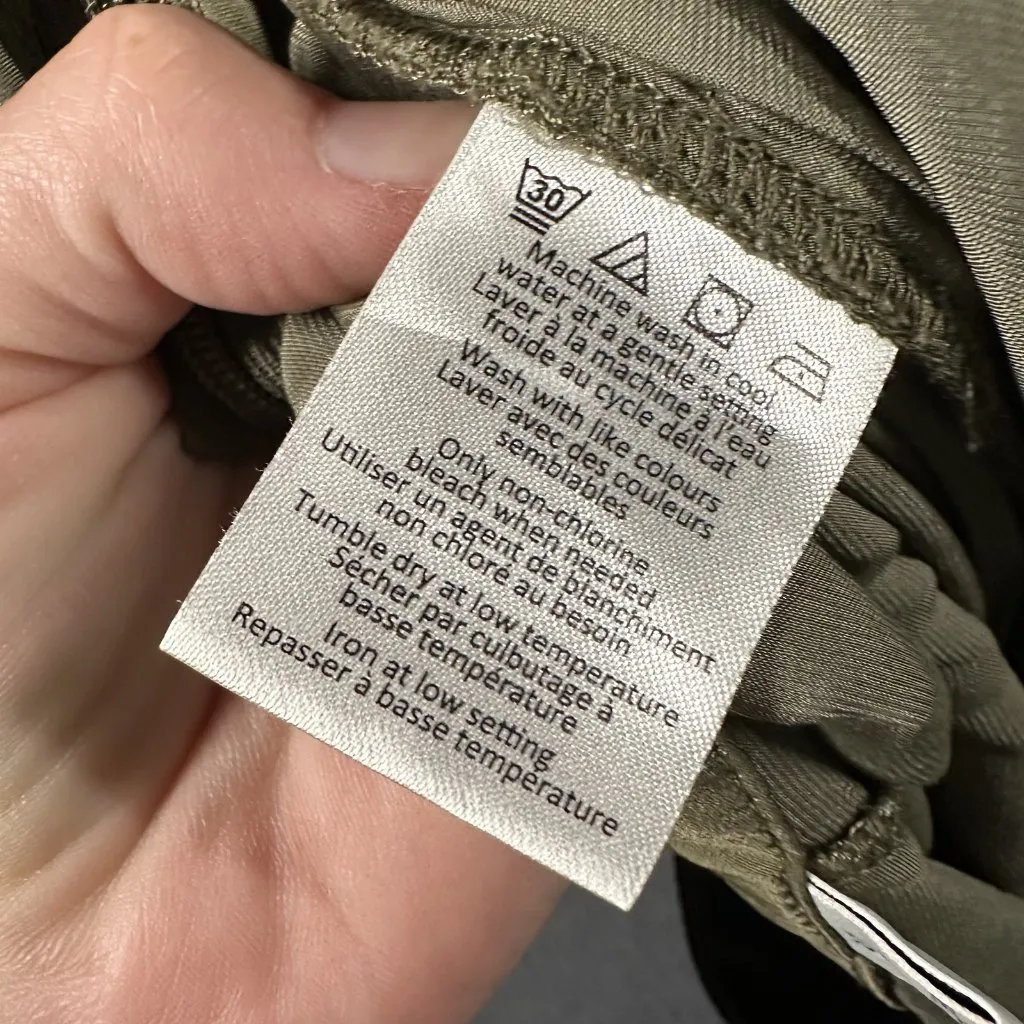 Halston Pants Womens Small Olive Green Wide Leg Pleated Polyester Lined Pockets - Image 7