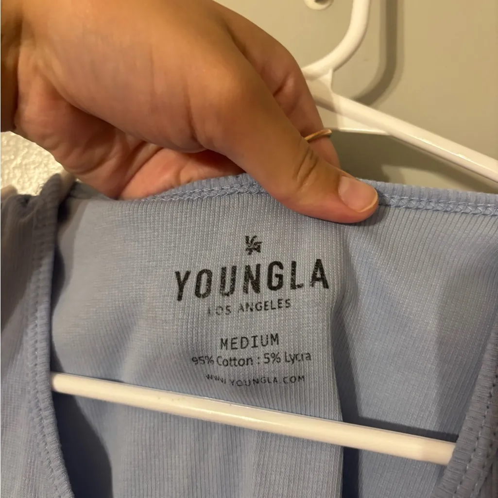 Youngla Ribbed Muscle Tank Light Blue Womens Medium - Image 3