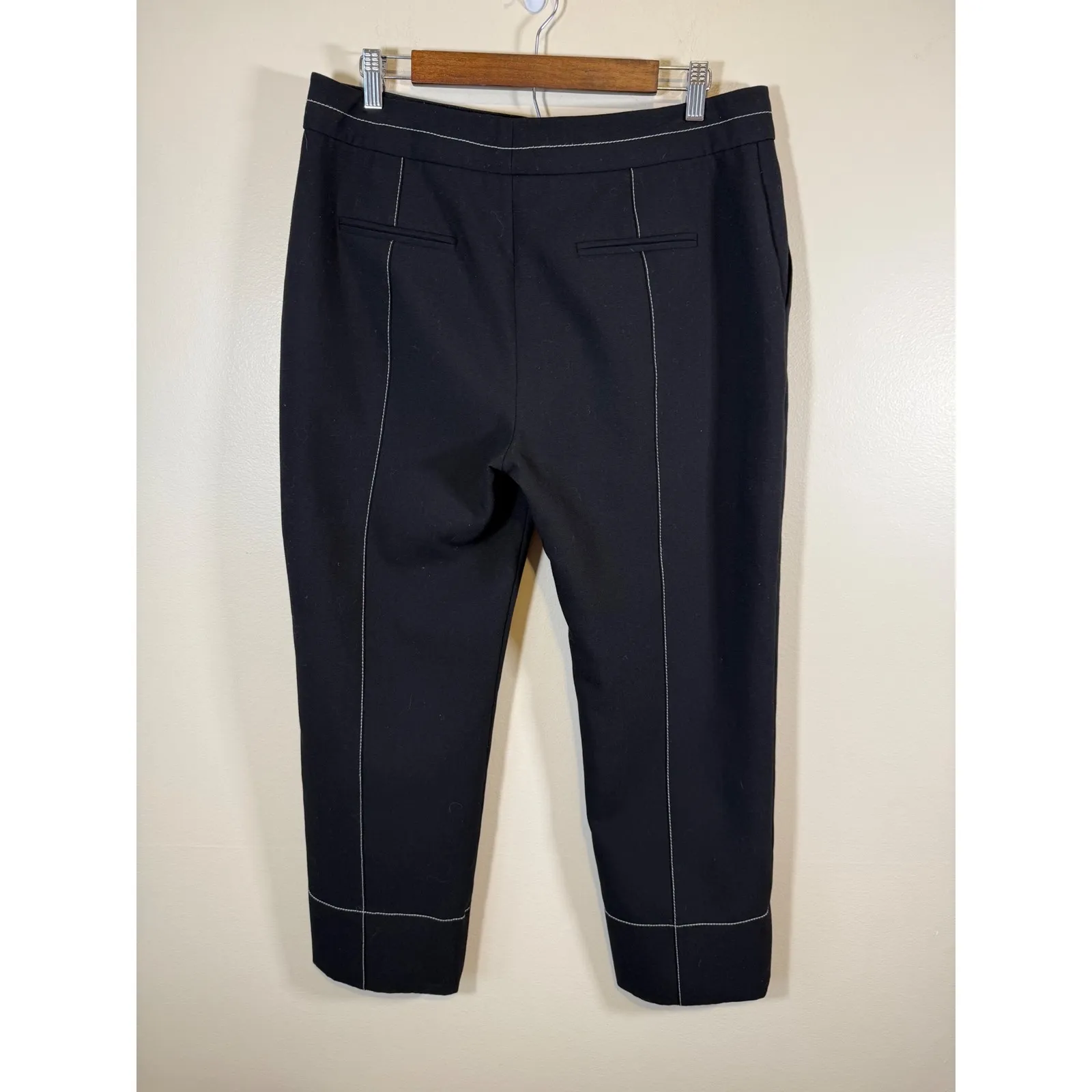 ME+EM Black Cropped Pants Women UK14 US10/12 Contrast Stitch Stretch Ankle Pant - Image 4