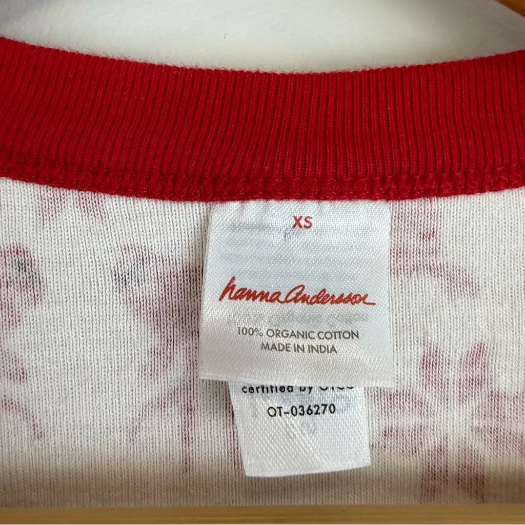 Hanna Andersson Long John Pajamas Top in Dear Deer Women's Size XS 60325 Red - Image 4
