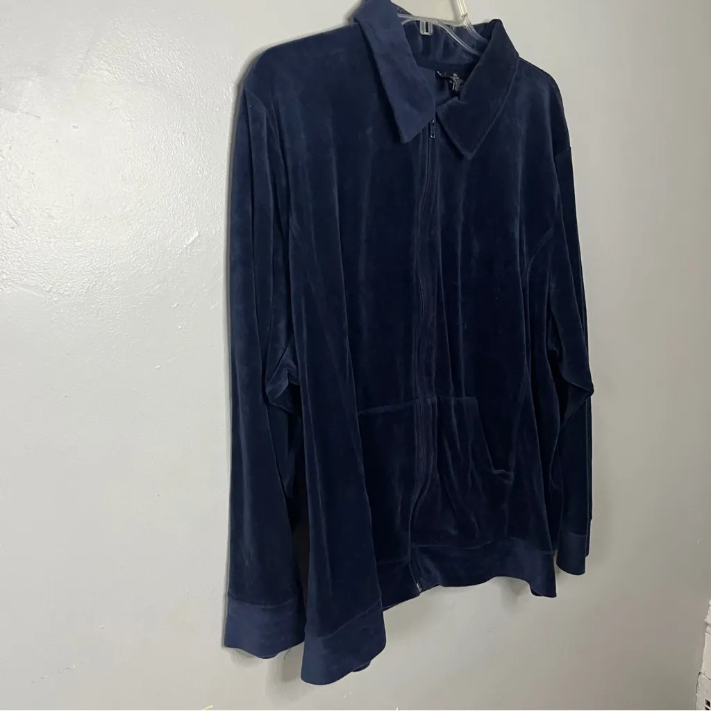 Jason Maxwell Women's Navy Velour Jacket - Image 2