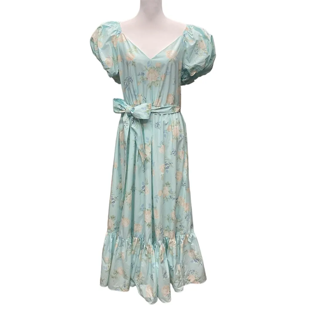 LoveShackFancy x Target Estelle Maxi Puff Sleeve Blue Floral Dress Size …‎ - Image 6