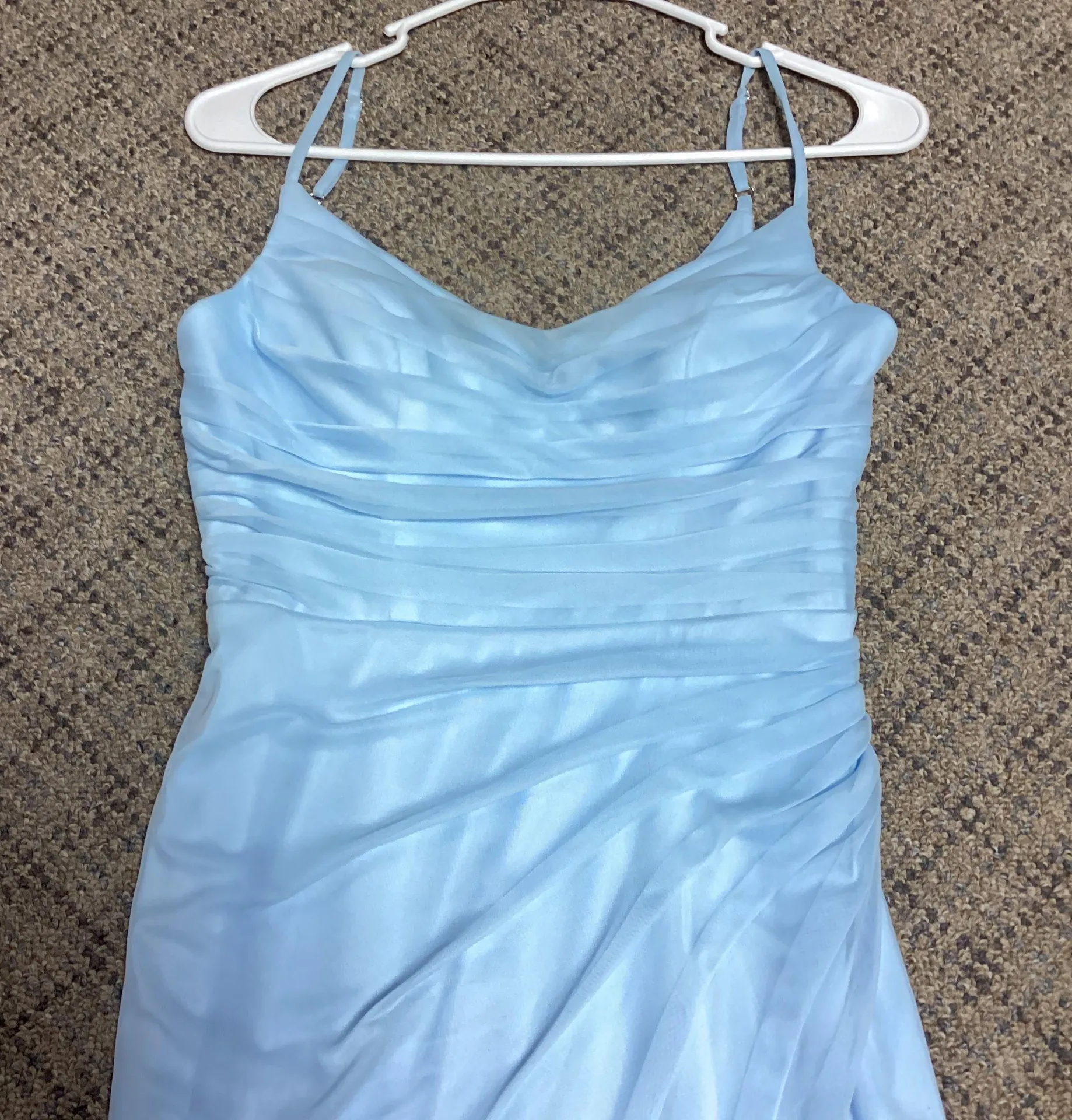 Deandra Sky Blue Chiffon Spaghetti Strap Cowl Neck Formal Dress Size 2 - Image 7