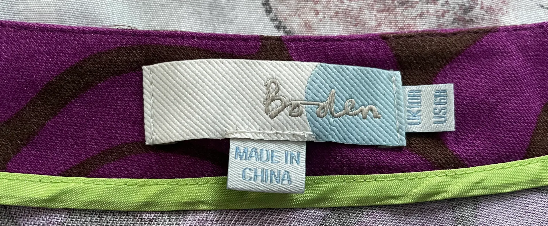 Boden Purple Black Geometric Print V-neck Shift Mini Dress, size 6R - Image 2