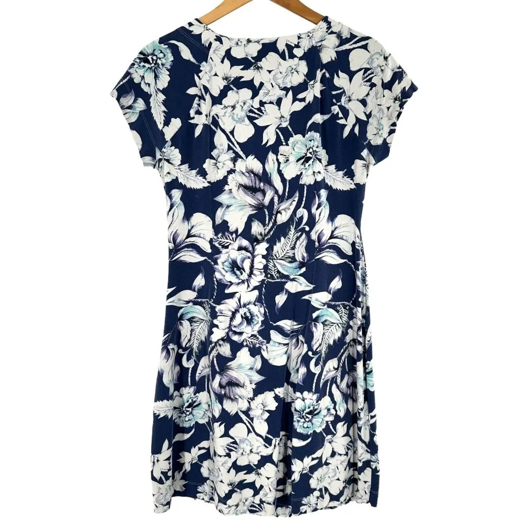 Soft Surroundings Shapely Anywhere Blue Floral Faux Wrap Dress Size Large - Image 5