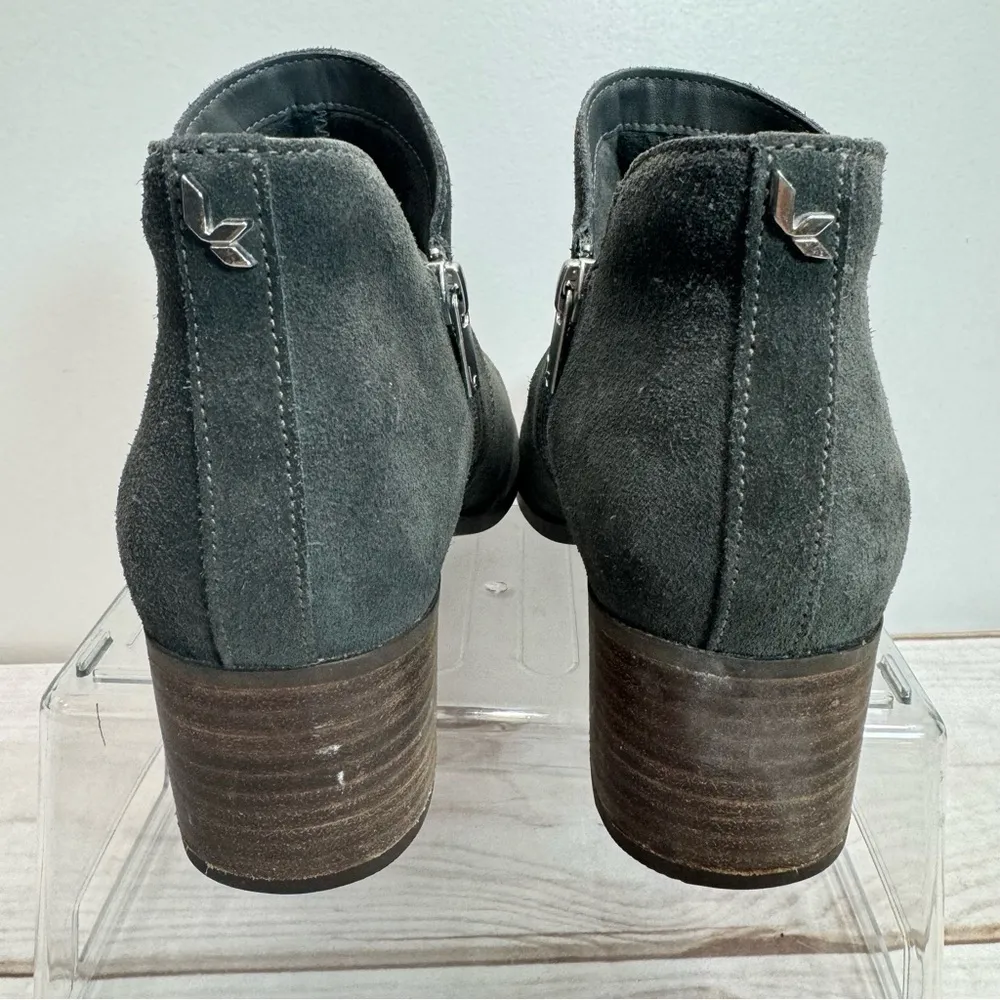 Sofiya Gray Genuine Suede Heeled Ankle Boots with Silver Studs - Image 7