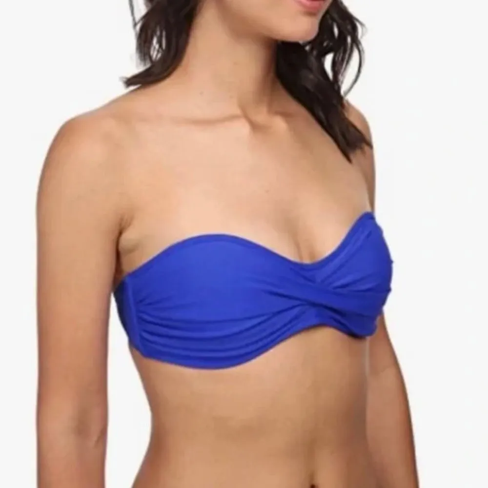 Body Glove Sienna Bandeau Bikini Top Twist Front Blue Smoothies Swim Top XL - Image 2