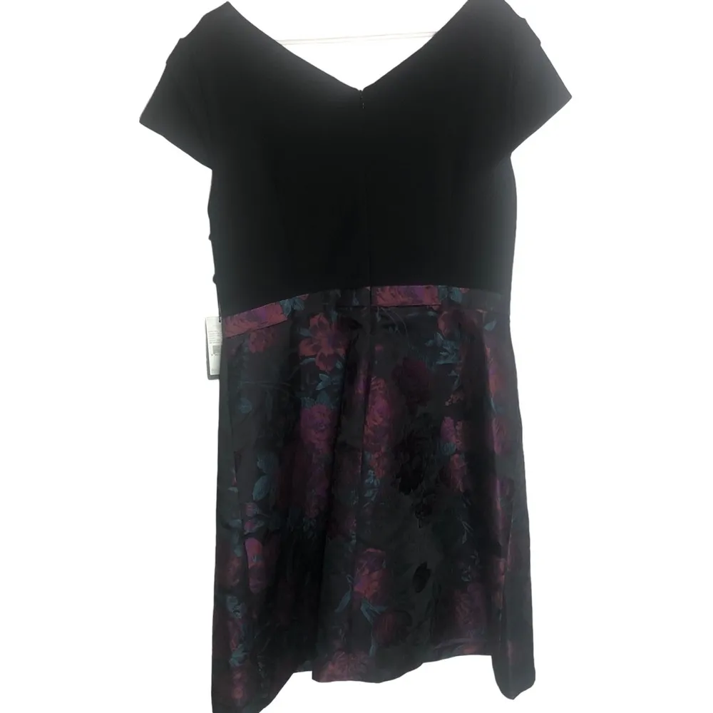 NWT ADRIANNA PAPELL Floral Jacquard Fit & Flare Short Cocktail Dress S6 - Image 5