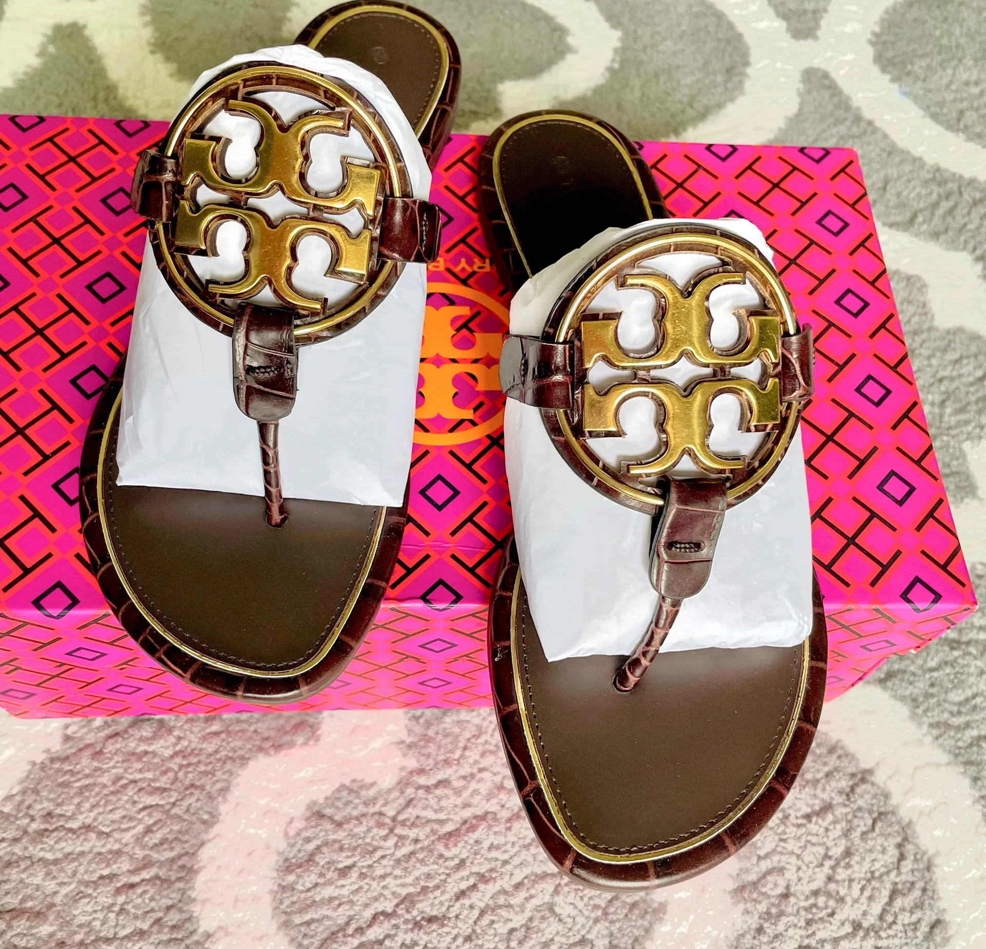 Tory Burch Metal Miller Sandals Coco 7 NEW - Image 9