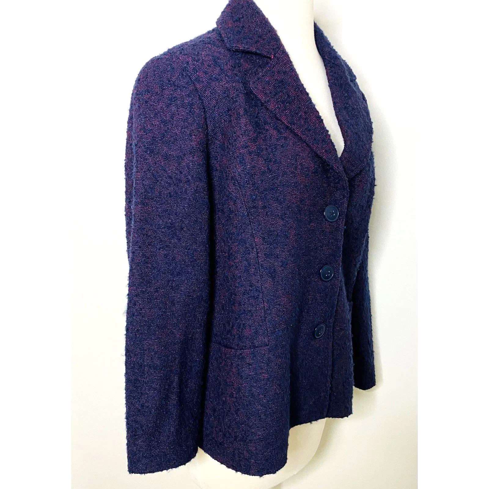 Coldwater Creek Purple Tweed Career Blazer Jacket Womens Acrylic Wool Blend P14 - Image 3