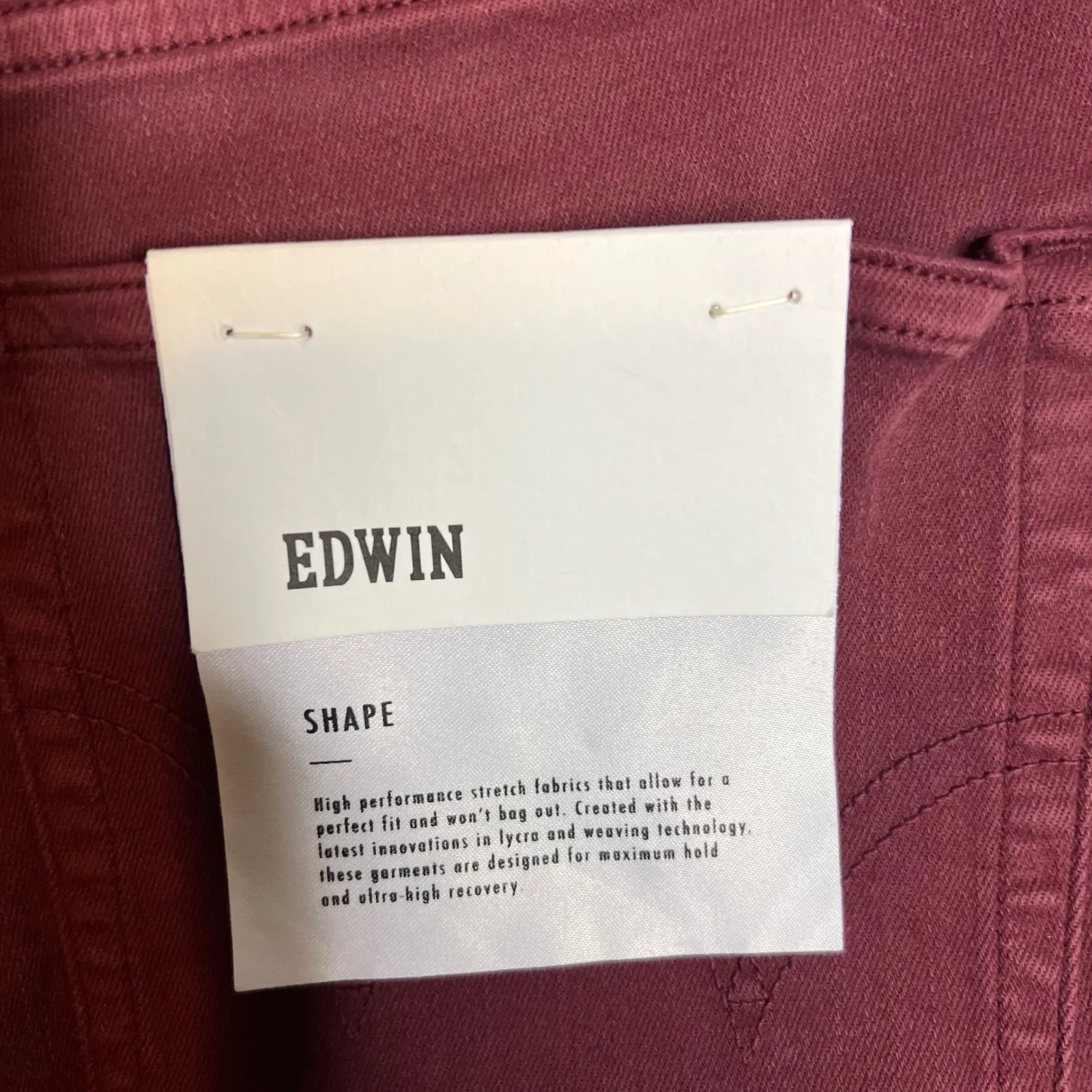 EDWIN Shape Pixie 9" Midrise Skinny Ankle Jeans Size 26 Wine Burgandy NWT Red - Image 8