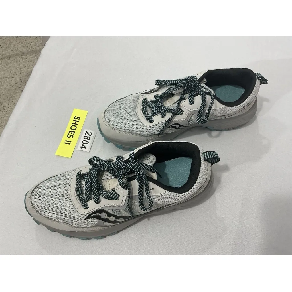 Womans Saucony Trail S10744-23 Size 8.5 Gray Aqua Lace Up Sneakers - Image 3