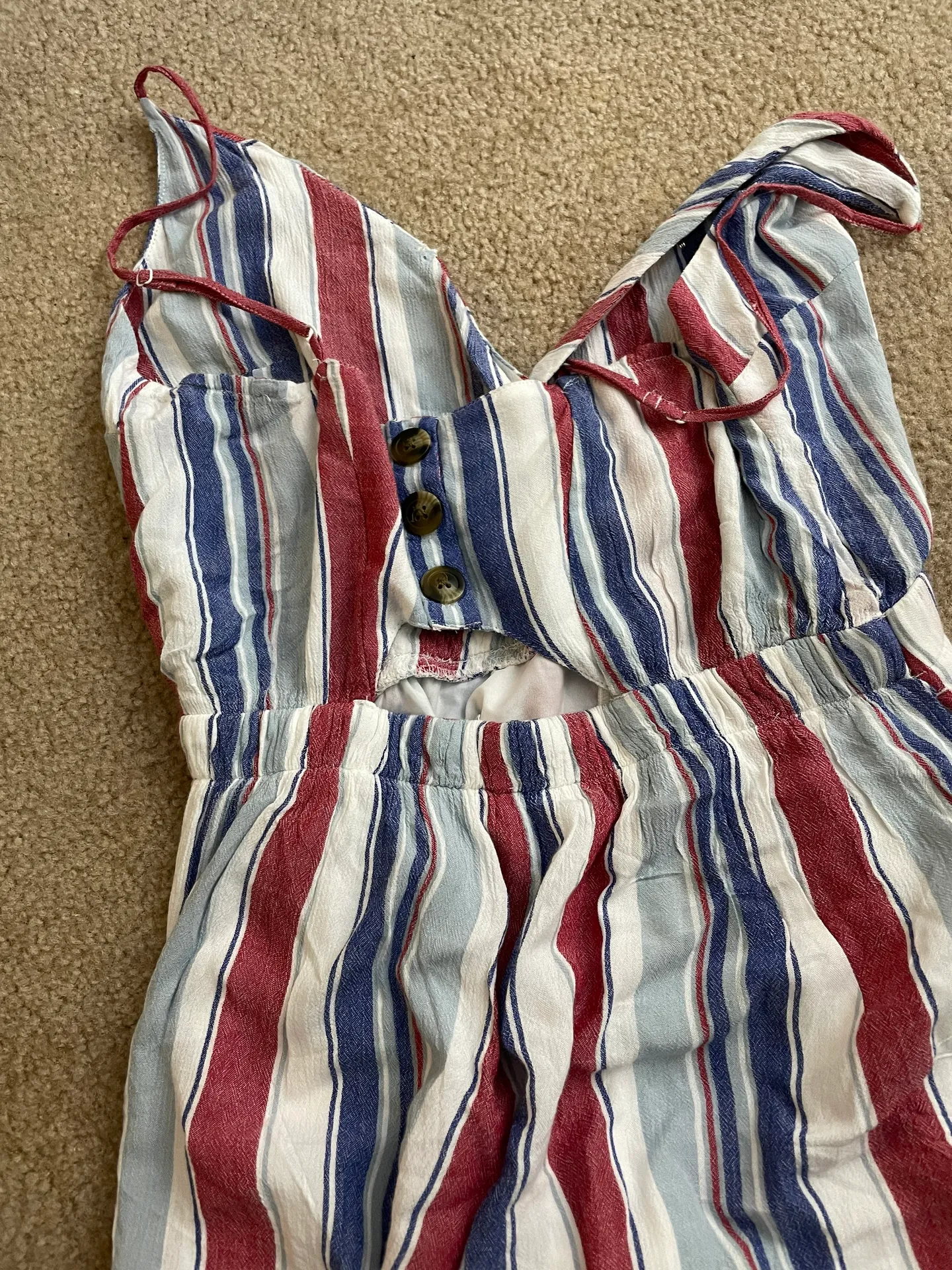 American Eagle Red White Blue Striped Romper  - Image 3