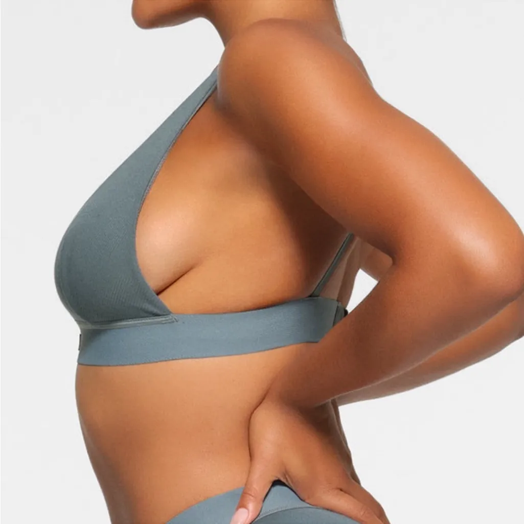 Skims Cotton Rib Plunge‎ Bralette brief SET  Kyanite Bralette NWT size L - Image 9