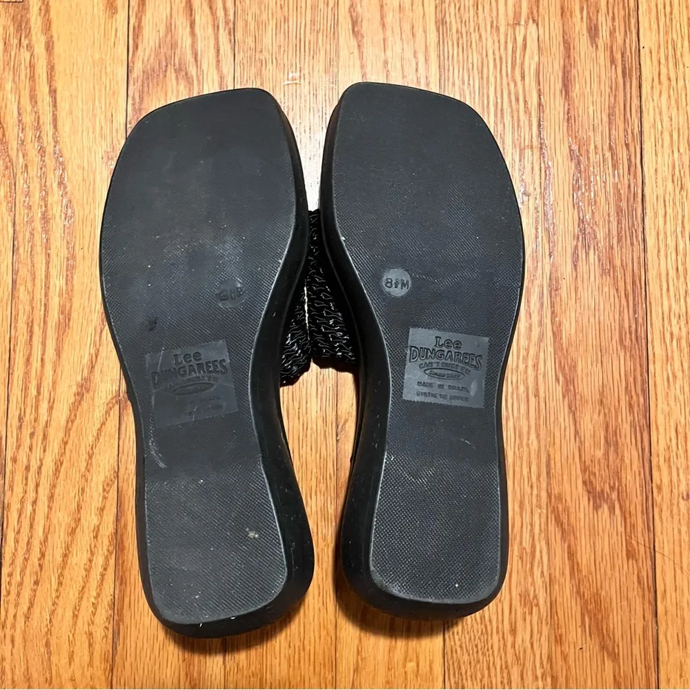 Vintage 90s Lee Dungarees Cisco Open Toe Slip on Platform Heel Wedges - Image 4