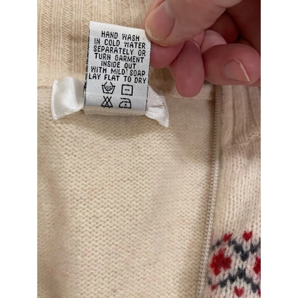 Bonnie And Bill by Holly Lambswool Long Sleeve 1/2 Zip Sweater Cream / Red 2X - Image 5